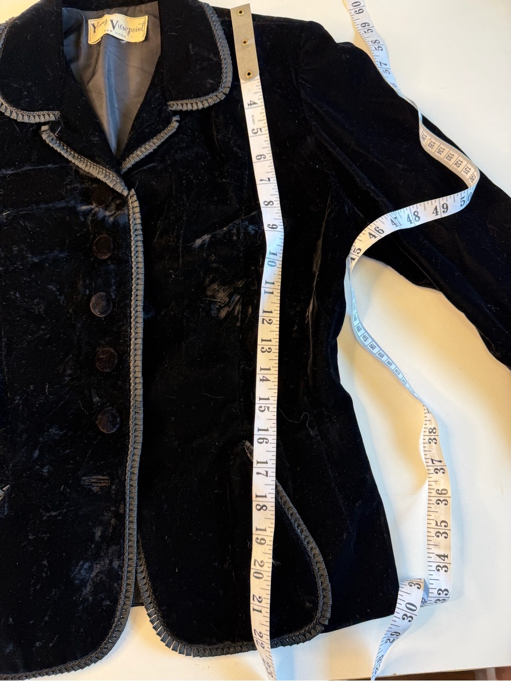Vintage Black Velvet Blazer with Braided Trim - Picture 8 of 9